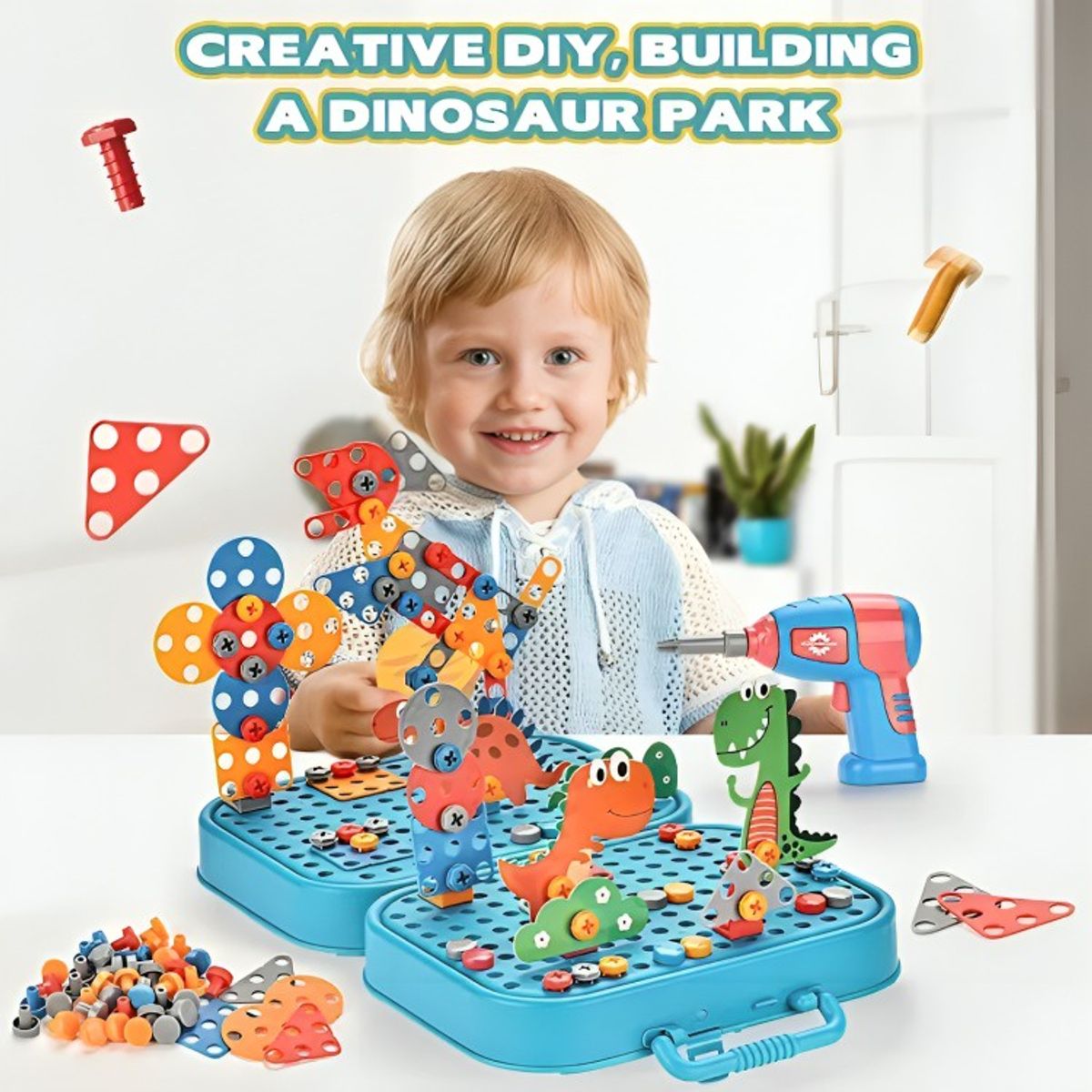 GENERICO - Maleta de Construccion Dinosaurio 3D con Herramienta