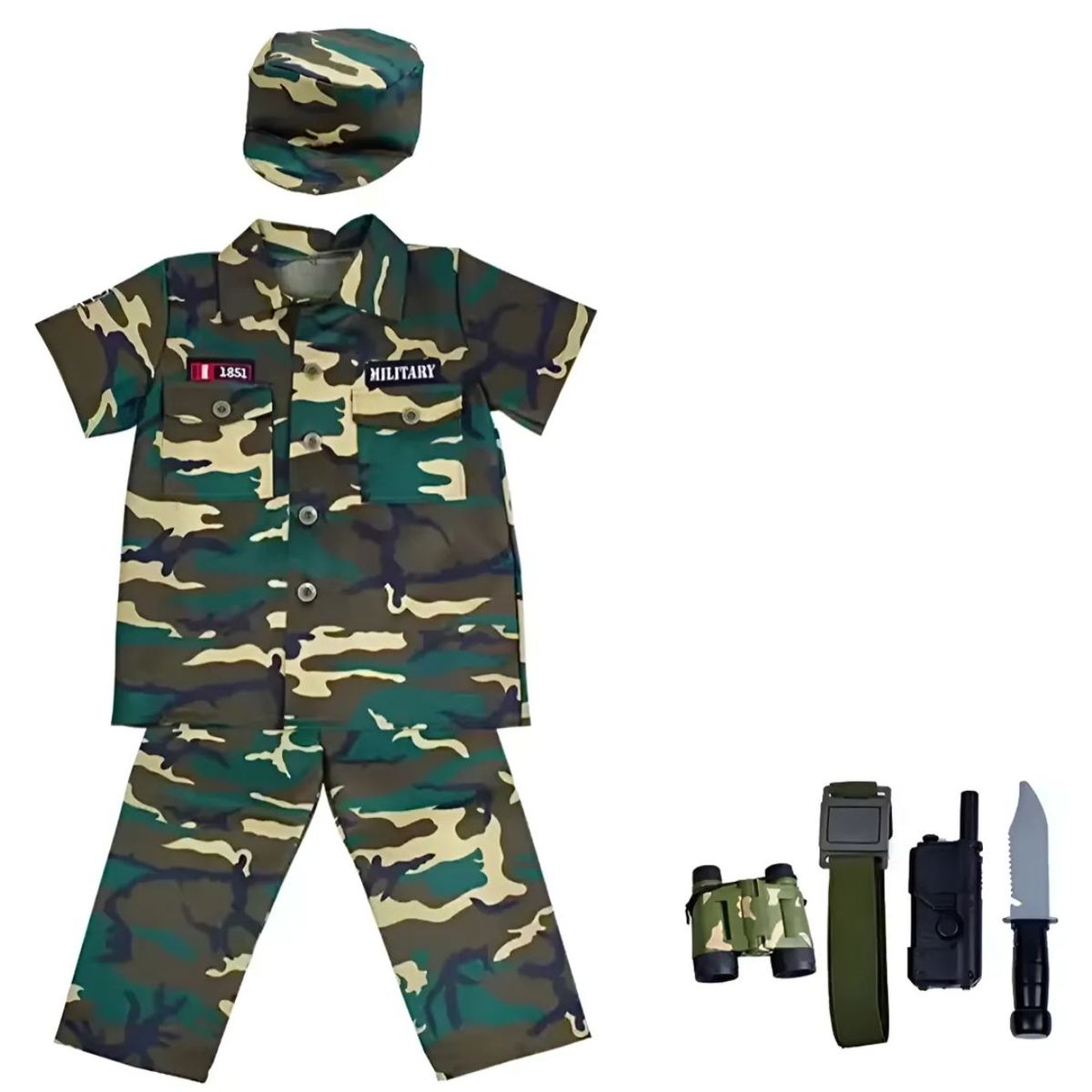 GENERICO - Disfraz militar para niño y niña con accesorios talla 6