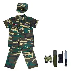 GENERICO - Disfraz militar para niño y niña con accesorios talla 8