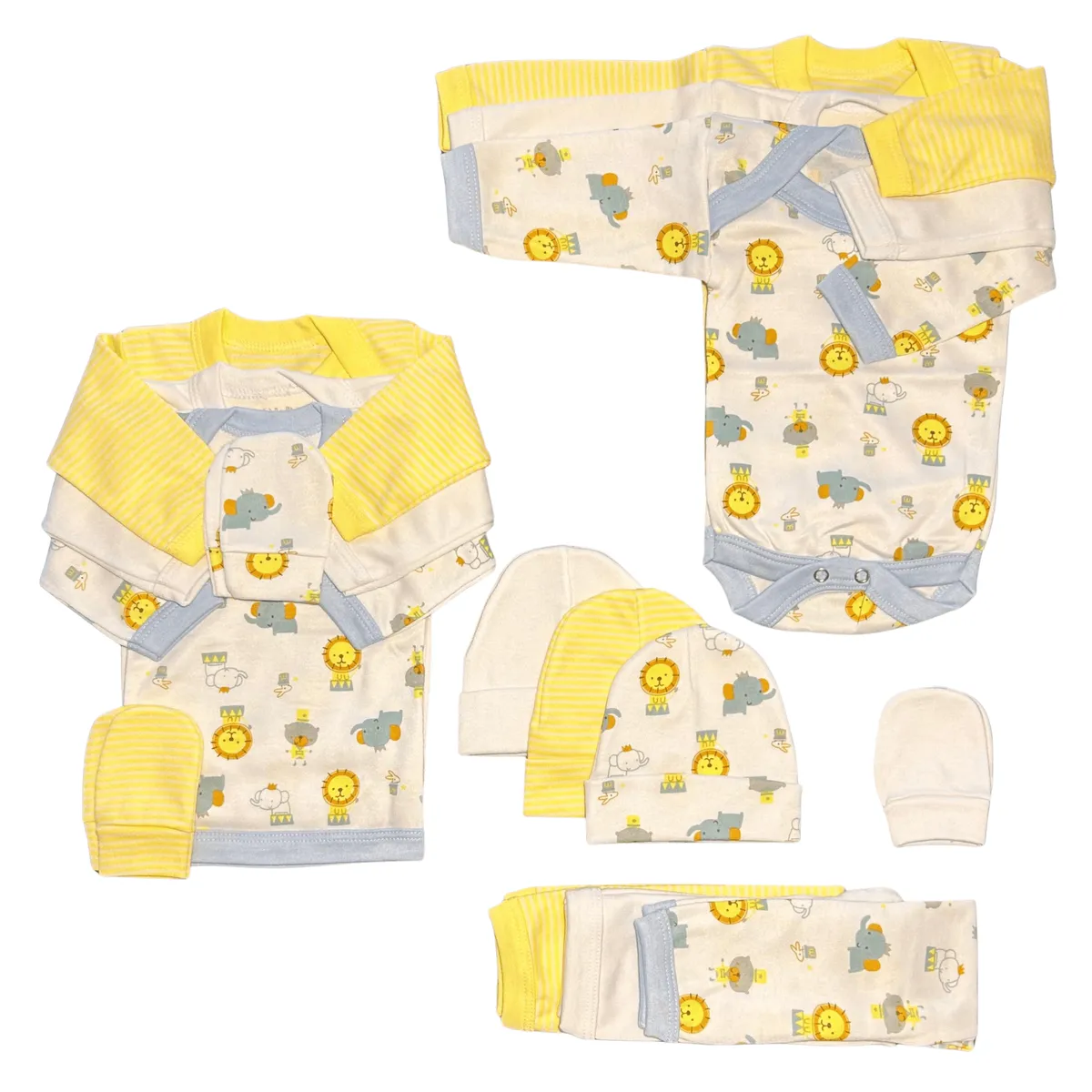 BABY - Triple Ajuar 0 a 3 Meses - 15 Piezas - 3 colores - Algodón para Bebé