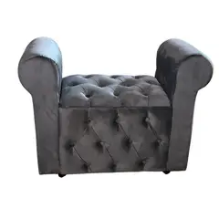 GENERICO - Banqueta Baúl Con Brazos Felpa Gris Muebles Rimar