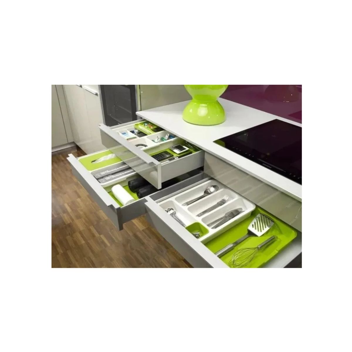 GENERICO - Organizador De Cajones Gavetas Multiusos Cocina Hogar Blanco