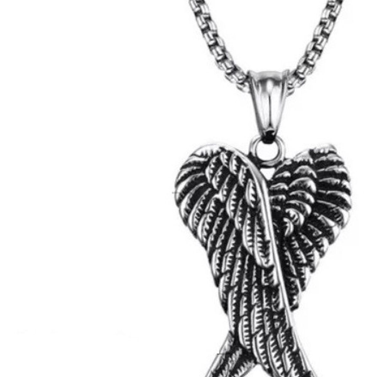 GENERICO - Collar Alas Angel Royal Madriz Acero Inoxidable Silver 60cm