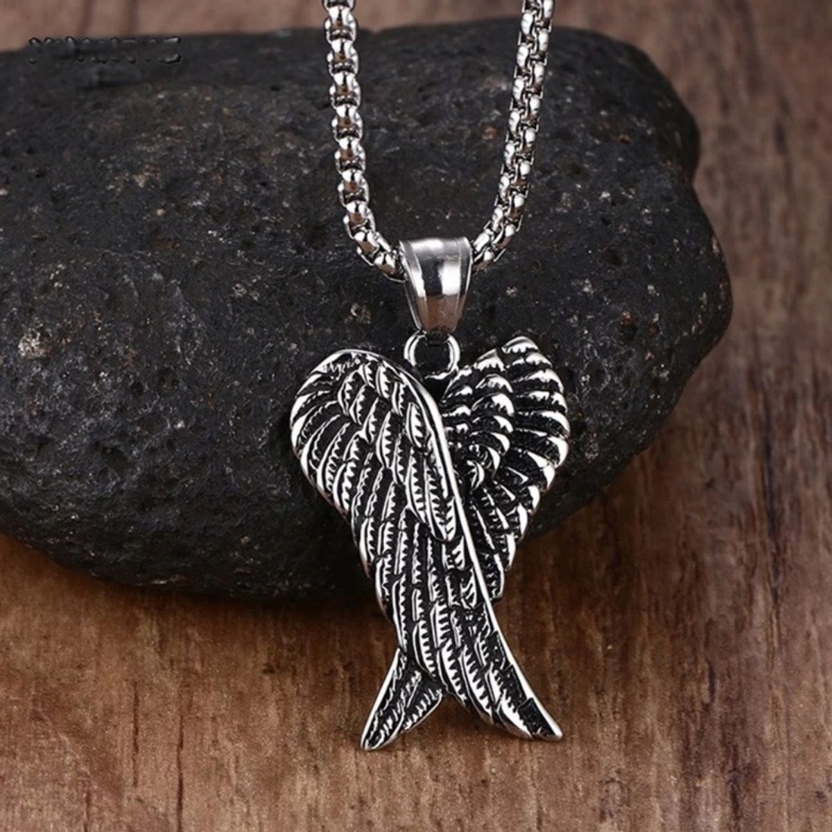 GENERICO - Collar Alas Angel Royal Madriz Acero Inoxidable Silver 60cm