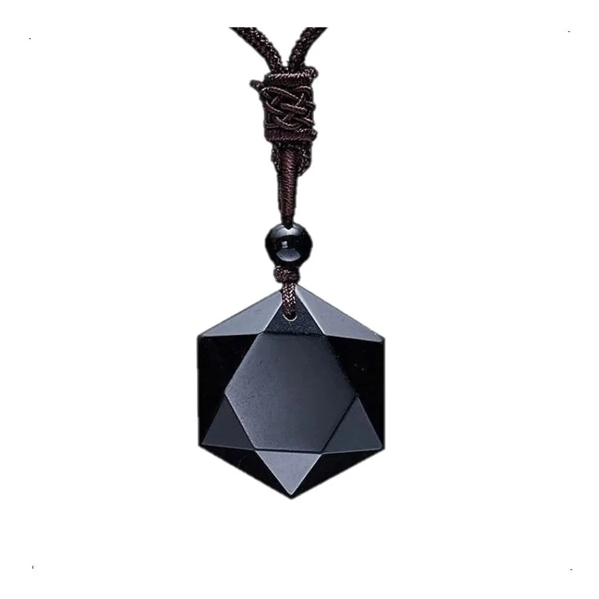 GENERICO - Collar De Obsidiana Black Space Hexagrama Moda