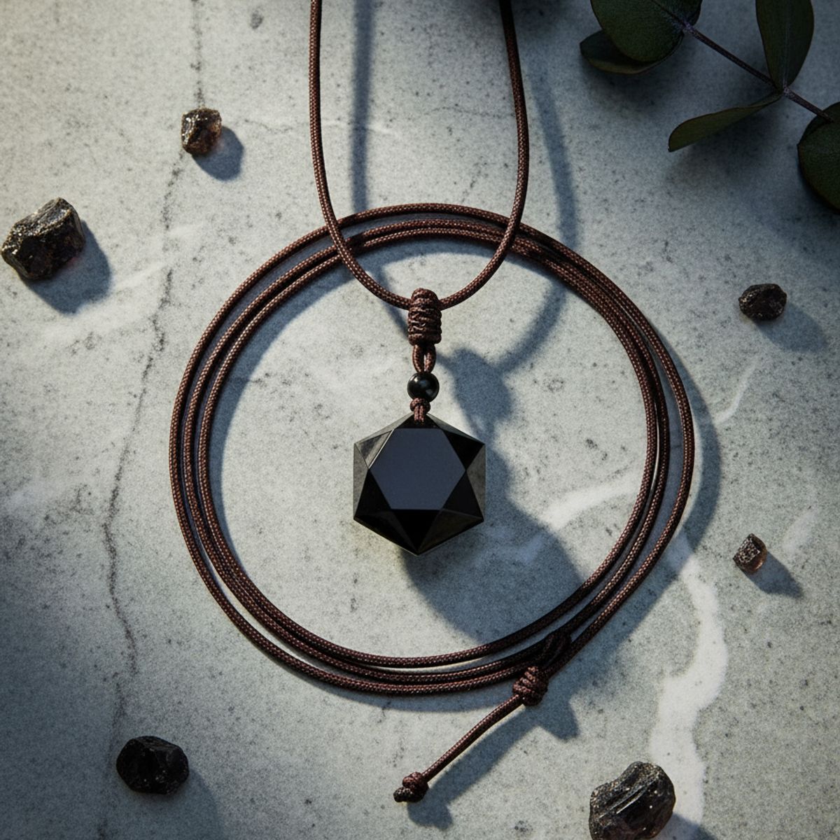 GENERICO - Collar De Obsidiana Black Space Hexagrama Moda