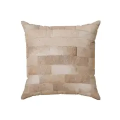 GENERICO - Cojín Decorativo de Cuero Vacuno 50 x 50 cm Cortes Beige