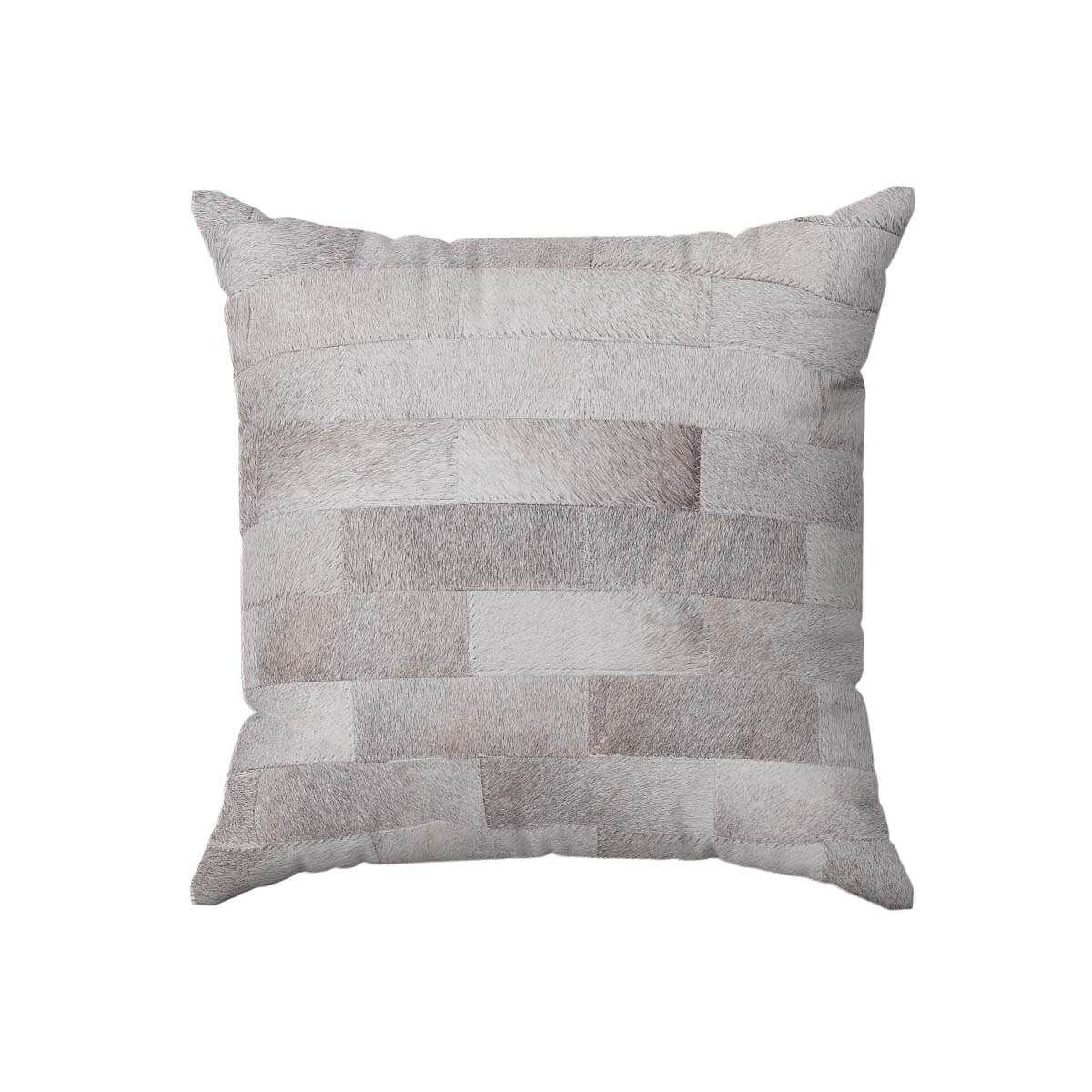 GENERICO - Cojín Decorativo de Cuero Vacuno 50 x 50 cm Cortes Gris