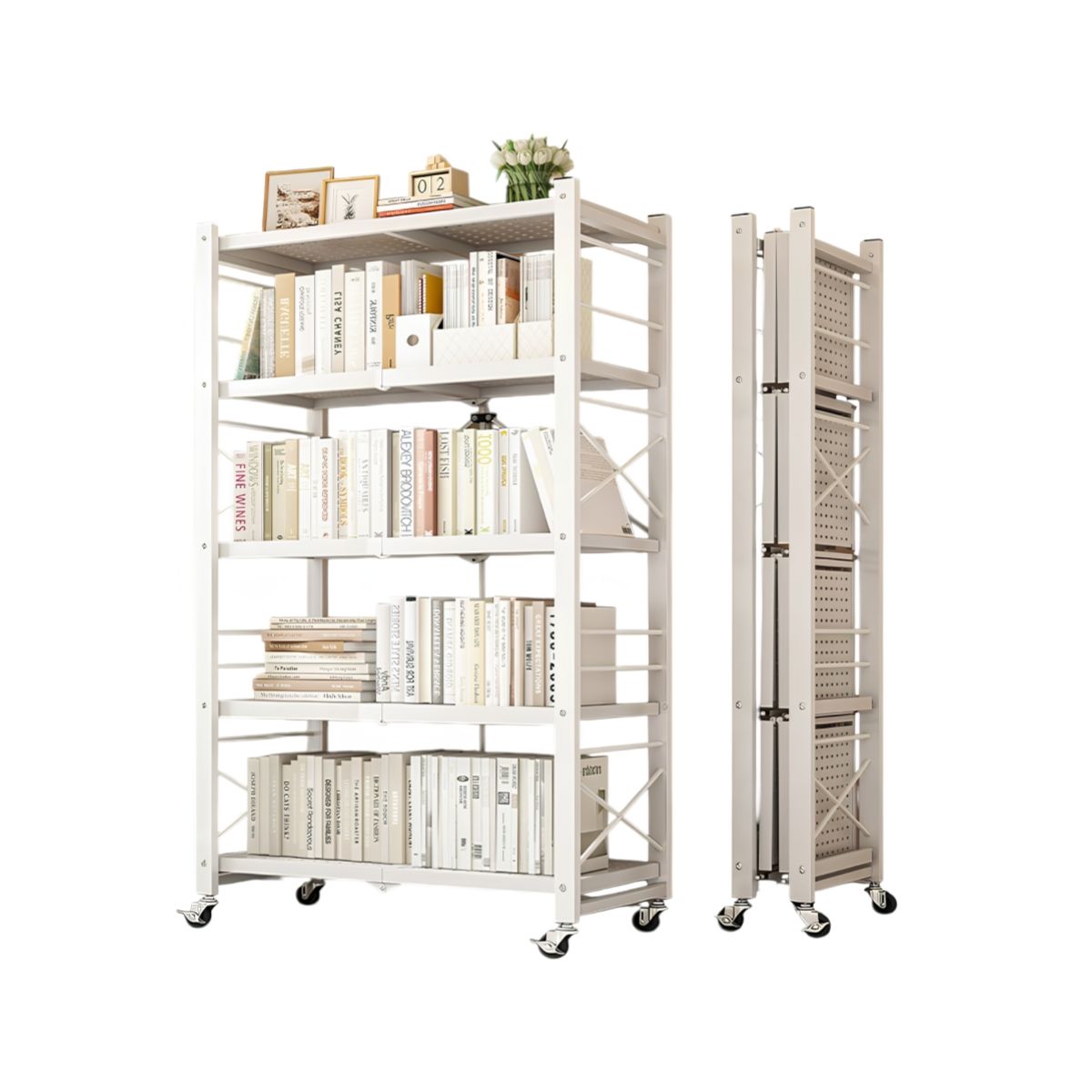 LUBABYCAS - Estante Metálico Librero Plegable 5 Niveles 100cm Wall Lubabycas