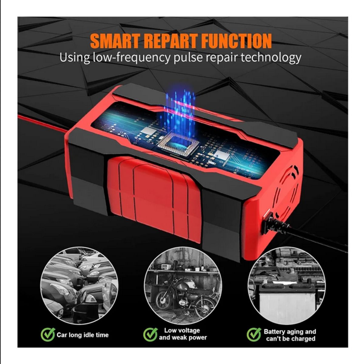 GENERICO - Cargador Inteligente Batería Auto Moto Carga Rápida
