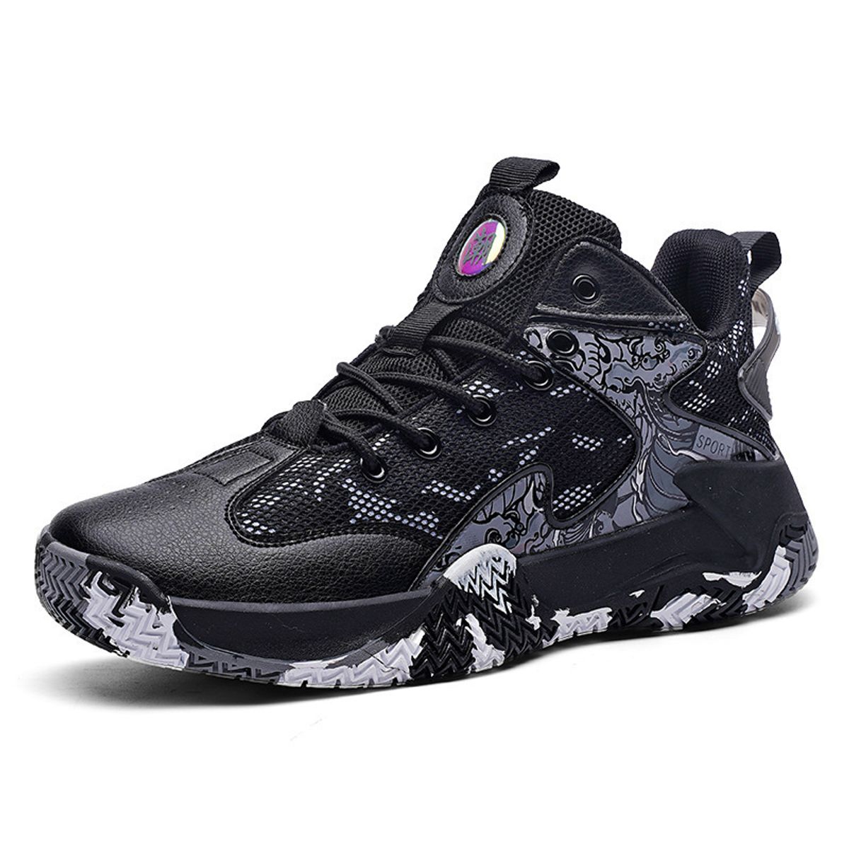 DANWEILE - Zapatillas baloncesto transpirables de caña baja para hombre Negro