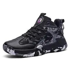 DANWEILE - Zapatillas baloncesto transpirables de caña baja para hombre Negro