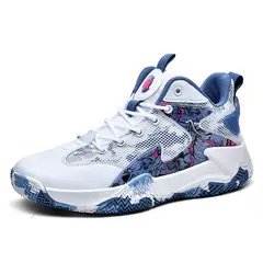 DANWEILE - Zapatillas de baloncesto transpirables de caña baja para hombre Azul