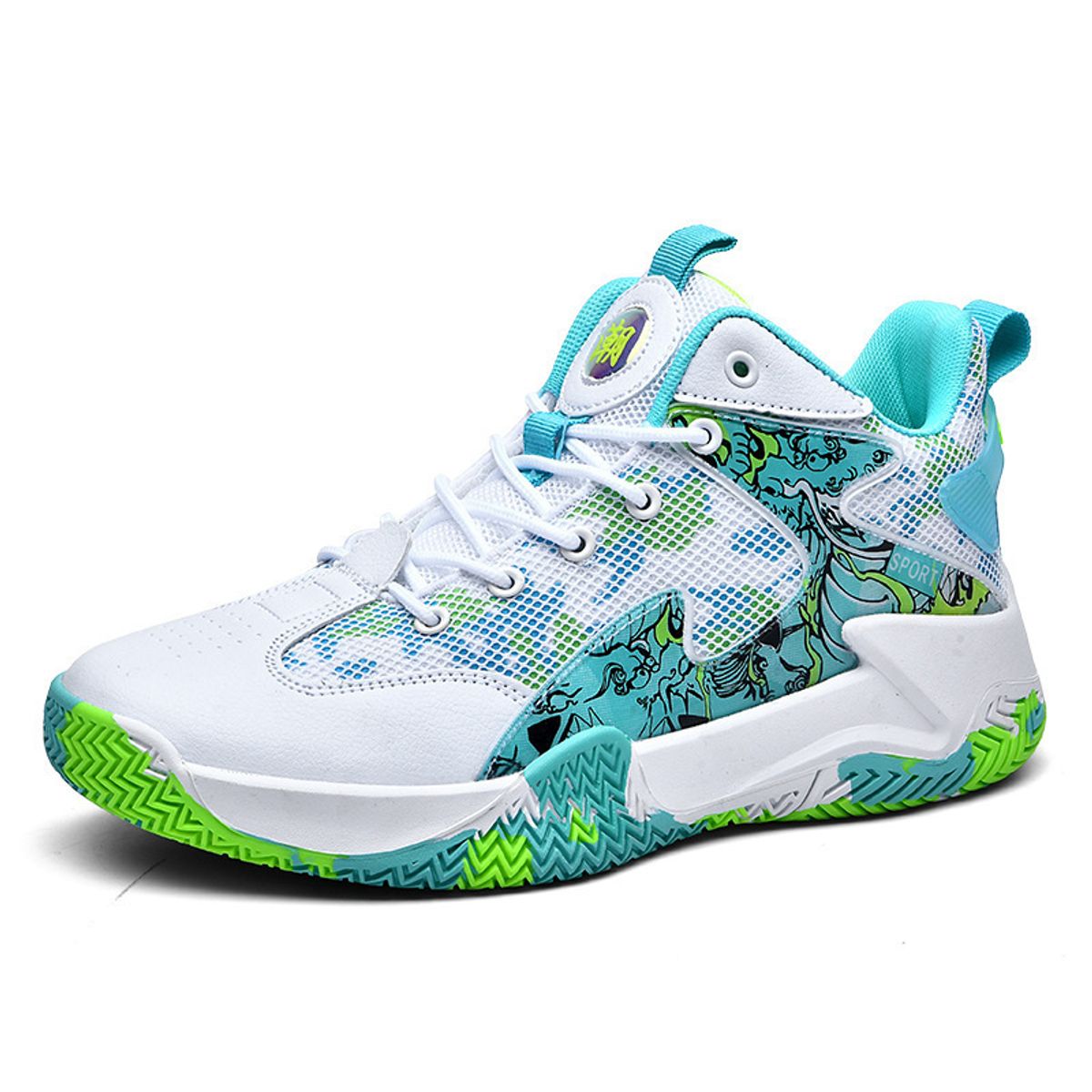 DANWEILE - Zapatillas de baloncesto transpirables de caña baja para hombre Verde
