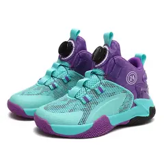 DANWEILE - Zapatillas de baloncesto para niños entrenando - Verde morado