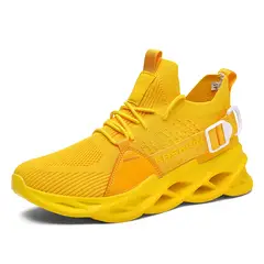 DANWEILE - Zapatillas de running de malla transpirable para hombre - amarillo