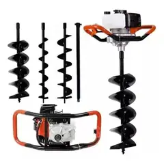 GENERICO - Ahoyador barreno japonés 63cc con 3 brocas y extensión + Guantes + Lentes