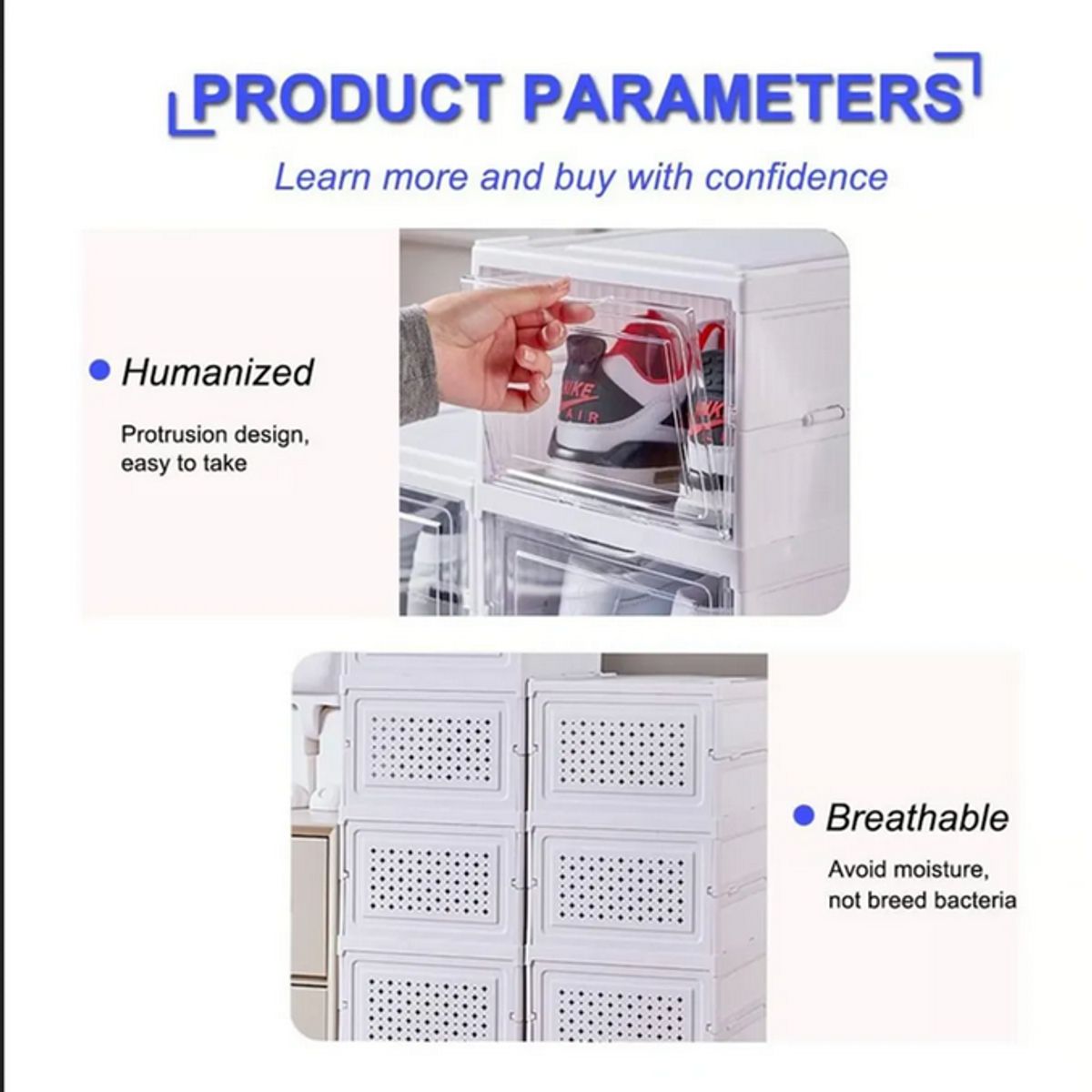 GENERICO - Zapatera Organizador Caja Apilable 3 Niveles Color Blanco