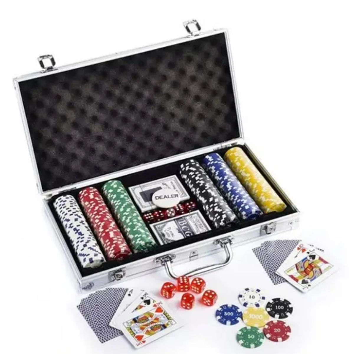 GENERICO - Set Poker Profesional 300 Fichas 11,5gr + Maleta Aluminio
