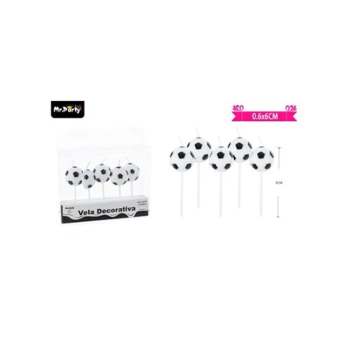 GENERICO - Velas de fútbol 6cm 5pcs