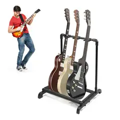 GENERICO - Atril Soporte Triple Para Guitarra Y Bajo Portatil