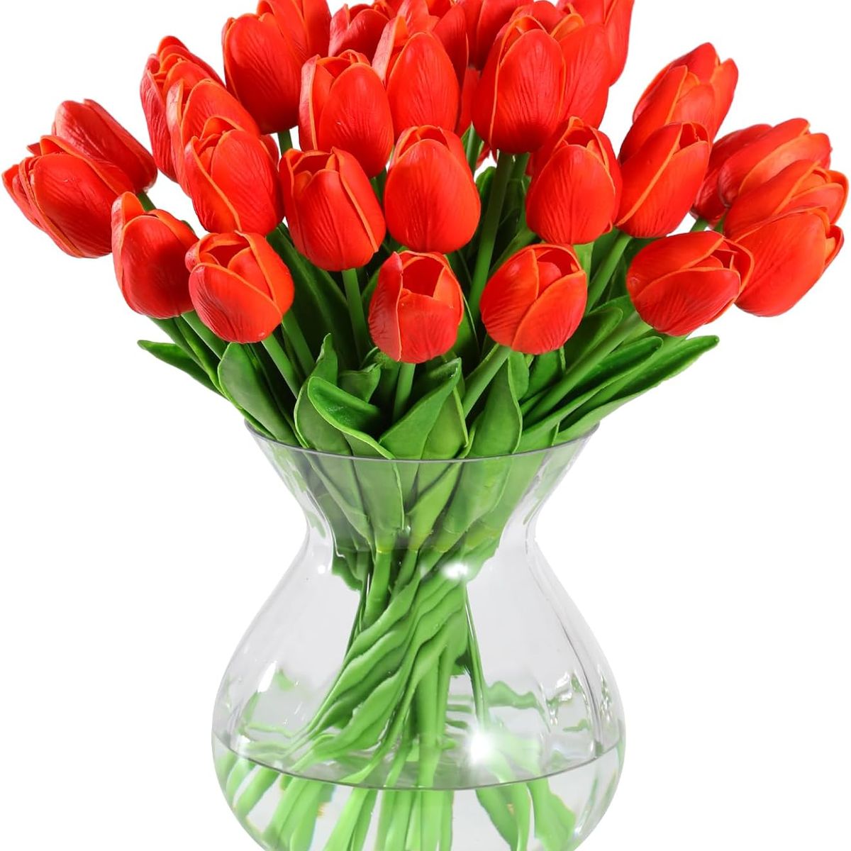 ANENG - Ramos De 20 Tulipanes Artificiales Flor Decoración Rojo