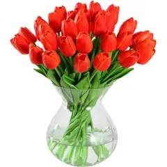 ANENG - Ramos De 20 Tulipanes Artificiales Flor Decoración Rojo