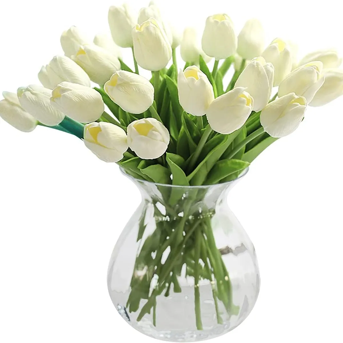 ANENG - Ramos De 20 Tulipanes Artificiales Flor Decoración Blanco