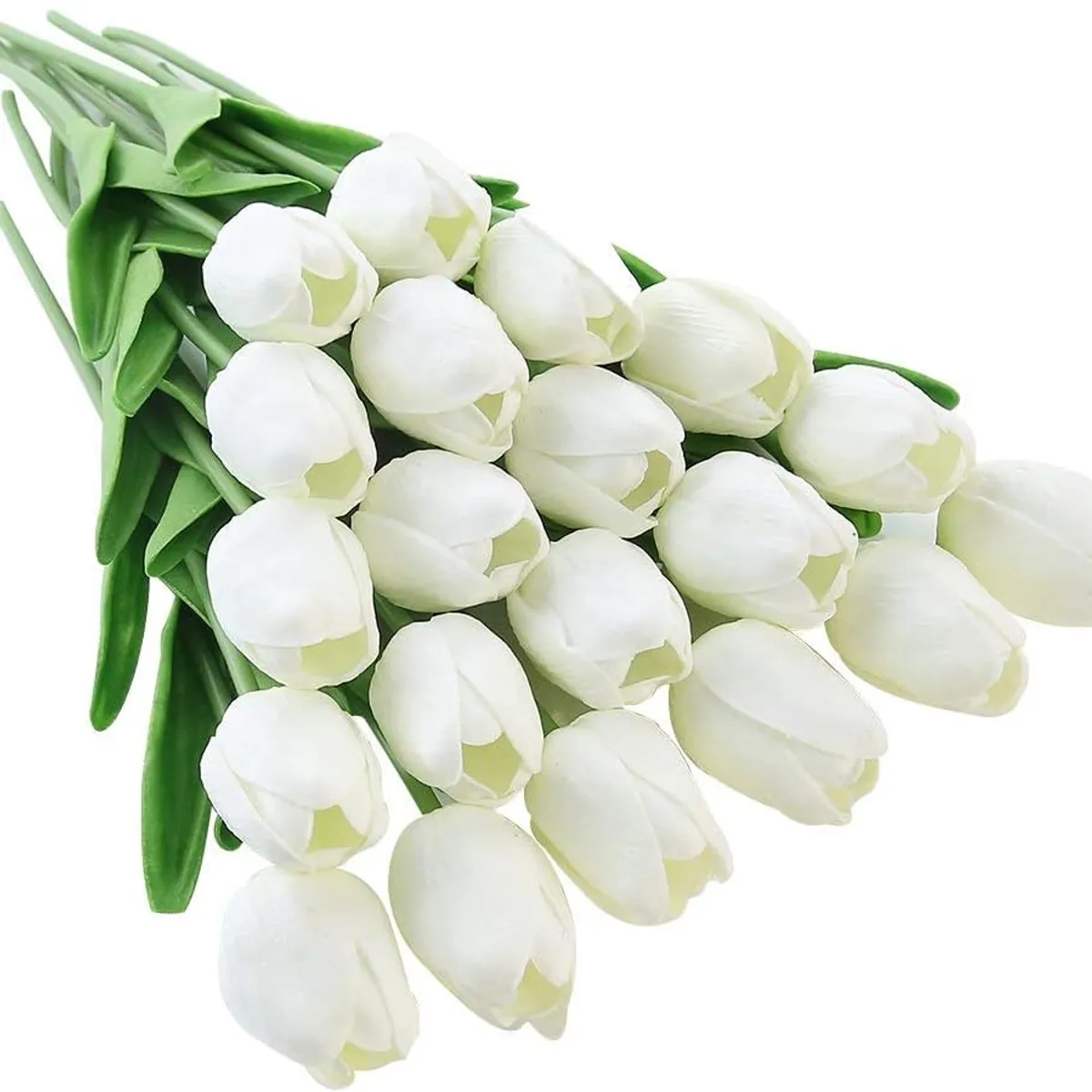 ANENG - Ramos De 20 Tulipanes Artificiales Flor Decoración Blanco