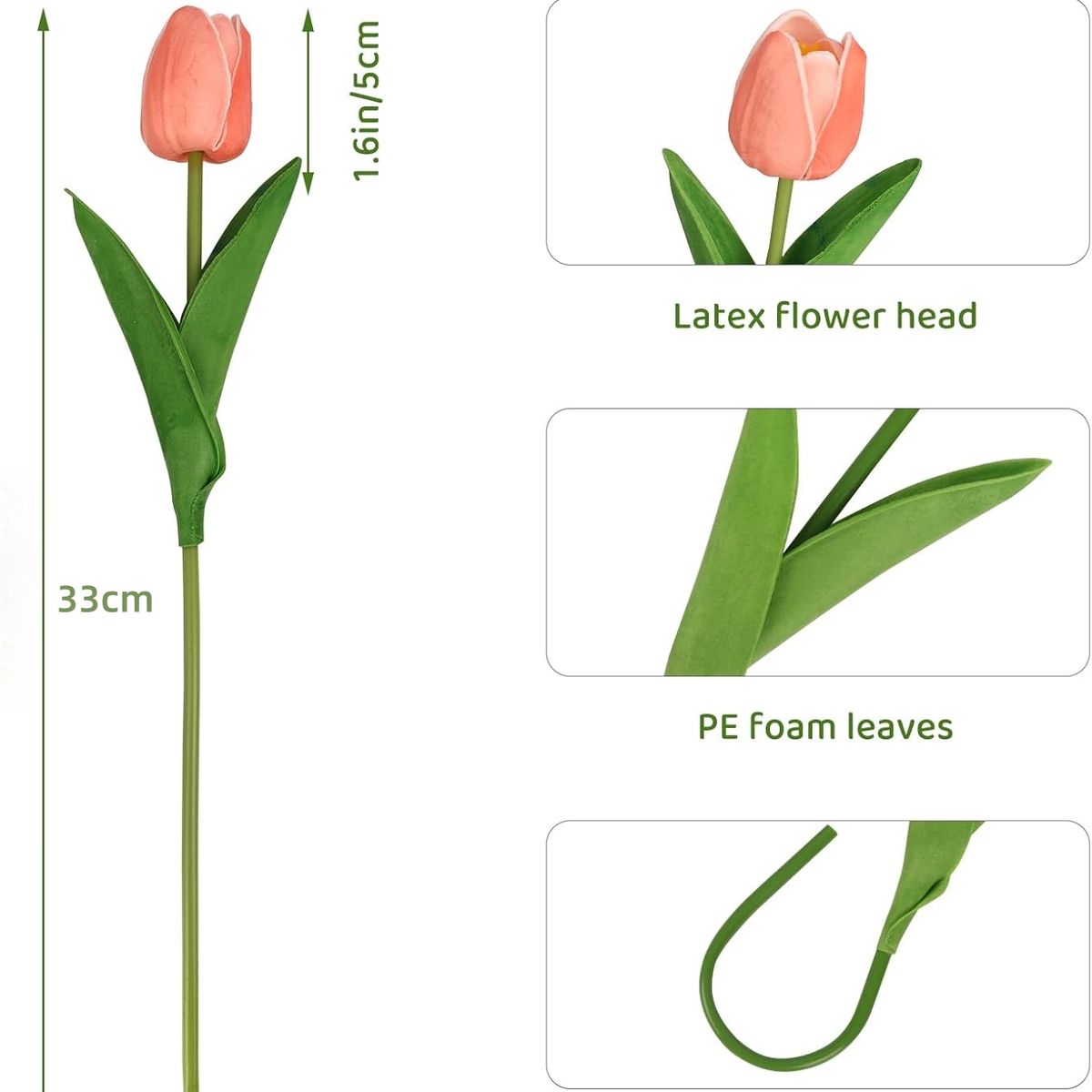 ANENG - Ramos De 20 Tulipanes Artificiales Flor Decoración Champán
