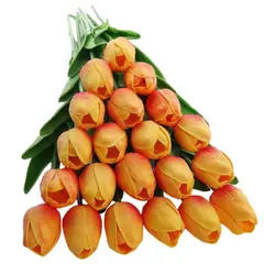 ANENG - Ramos De 20 Tulipanes Artificiales Flor Decoración Naranja oscuro