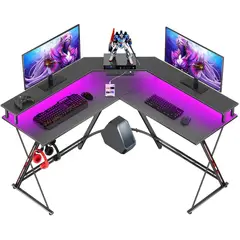 YOMYM - Escritorio Oficina Forma L 128×128×86 cm Negro