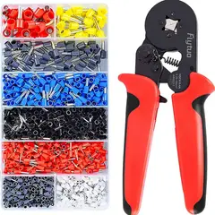 GENERICO - Alicate Crimpeadora Prensa Trinquete + 1200 Terminales