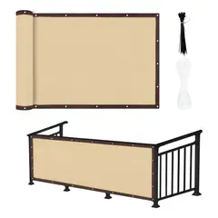 KUANGYE - Valla De Protección Privacidad Con Fijaciones Balcony 1x5m Caqui