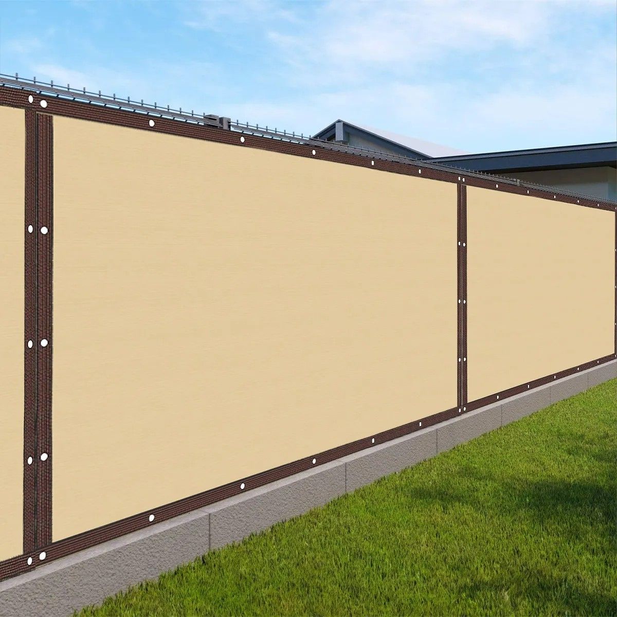 KUANGYE - Valla De Protección Privacidad Con Fijaciones Balcony 1x5m Caqui
