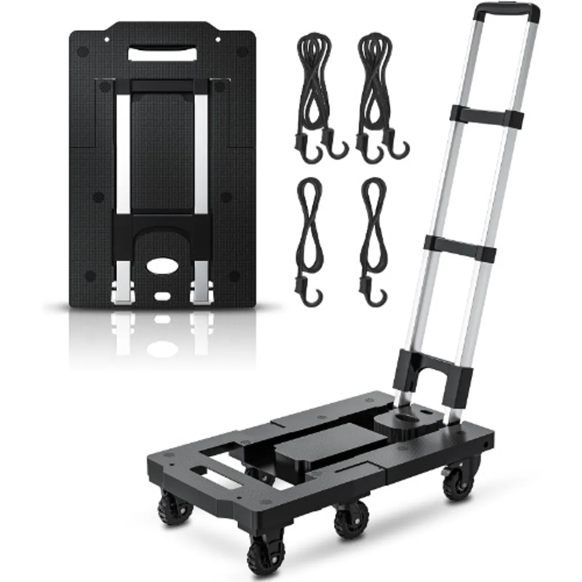 QUICK - Carro De Carga Plegable  Con Base Expandible  Negro