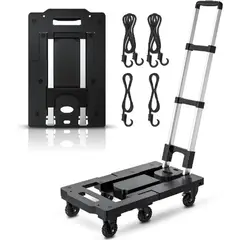 QUICK - Carro De Carga Plegable Con Base Expandible Negro