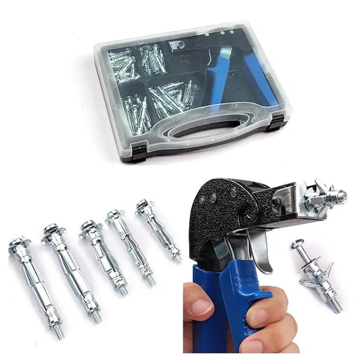 GENERICO - Herramienta Pistola Anclaje Pared Hueca Tarugo Araña 72pcs