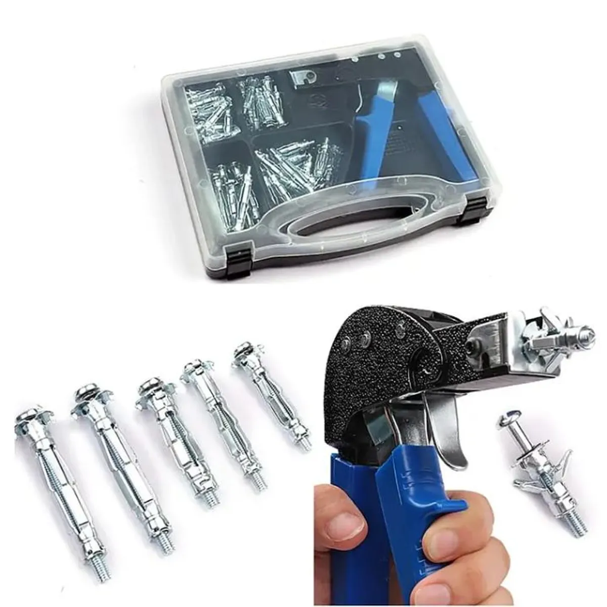 GENERICO - Herramienta Pistola Anclaje Pared Hueca Tarugo Araña 72pcs