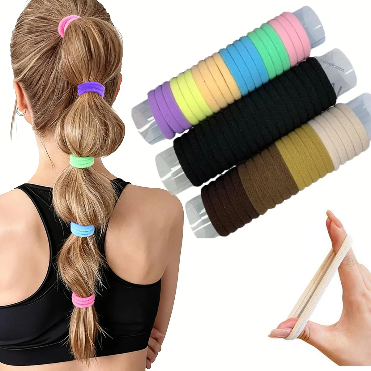GENERICO - Múltiples Colores Colet Para Cabello Alta Elasticid 60pzs