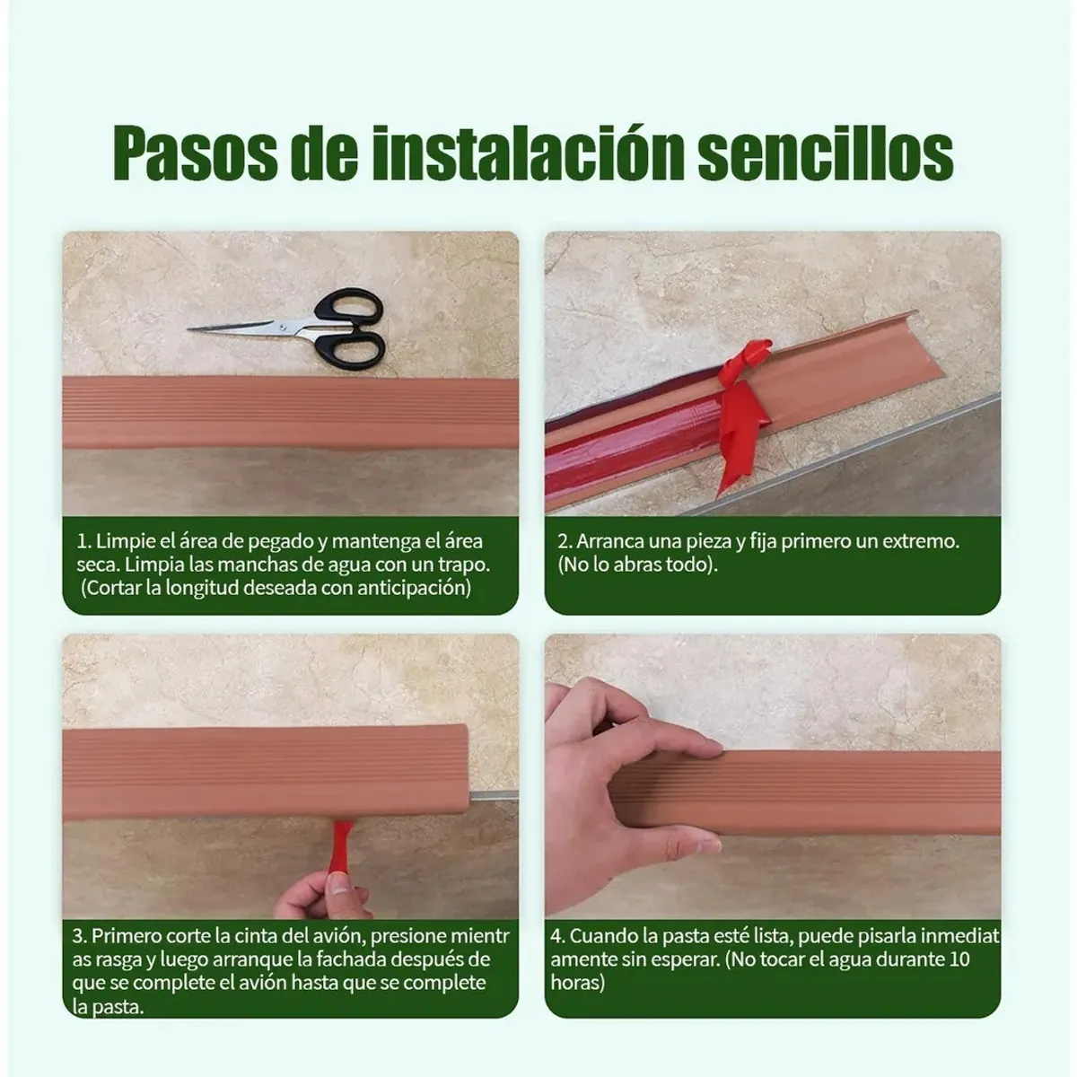 KUANGYE - Grada Goma Estriada Protector De Borde Escalera 3m Marrón Marrón