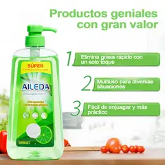 AILEDA - Lavaloza Liquido 1 Ltr Lavaloza Concentrado Antigrasa Modelo Clásico Limón