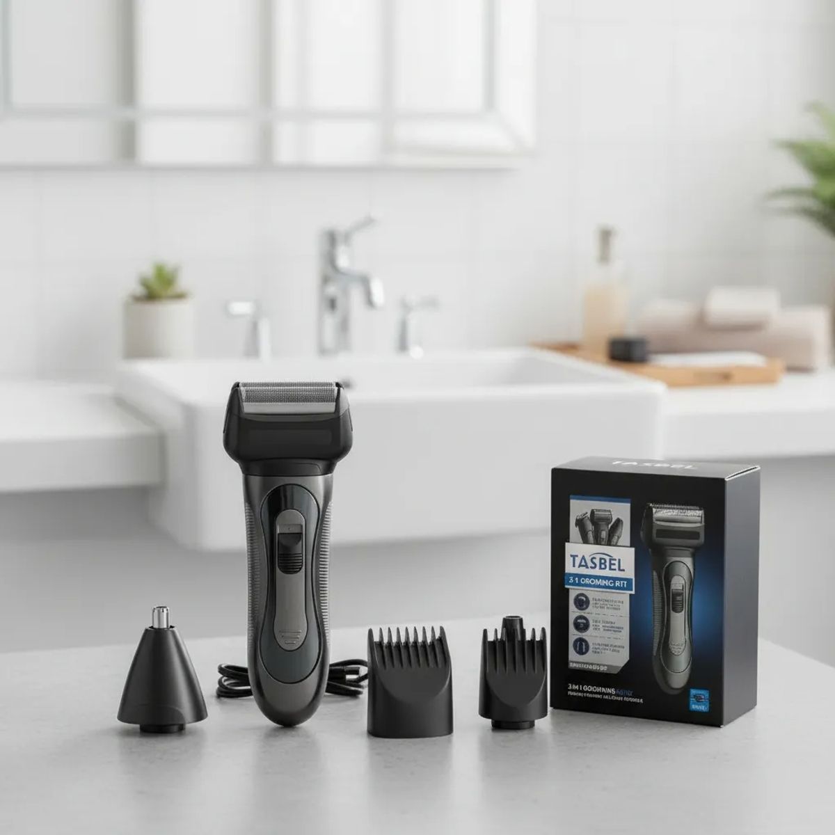IRM - Maquina De Afeitar 3 En 1 Multifuncional Gris Recargable Barba Nariz Patilla Calidad Pro FIGOIMPORT