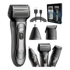 IRM - Maquina De Afeitar 3 En 1 Multifuncional Gris Recargable Barba Nariz Patilla Calidad Pro FIGOIMPORT
