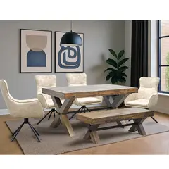 MSA MUEBLES SANTA ANA - Juego Comedor Timber Small 4 Poltronas Timber 1 Banca Timber