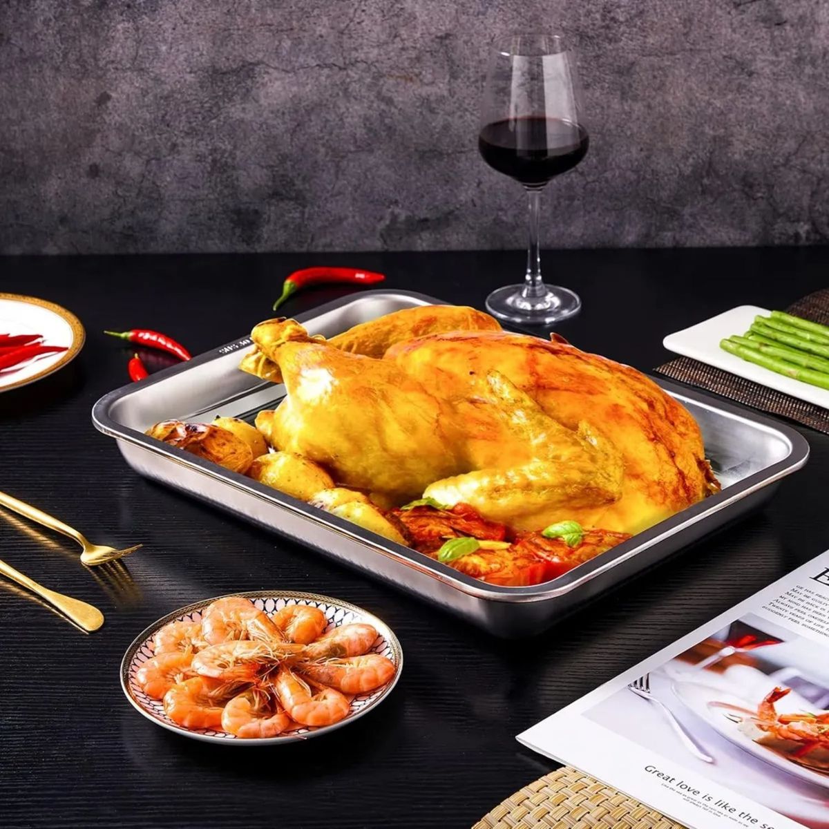 GENERICO - Bandeja Horno Rectangular Molde 60x40x7cm De Acero Cocina