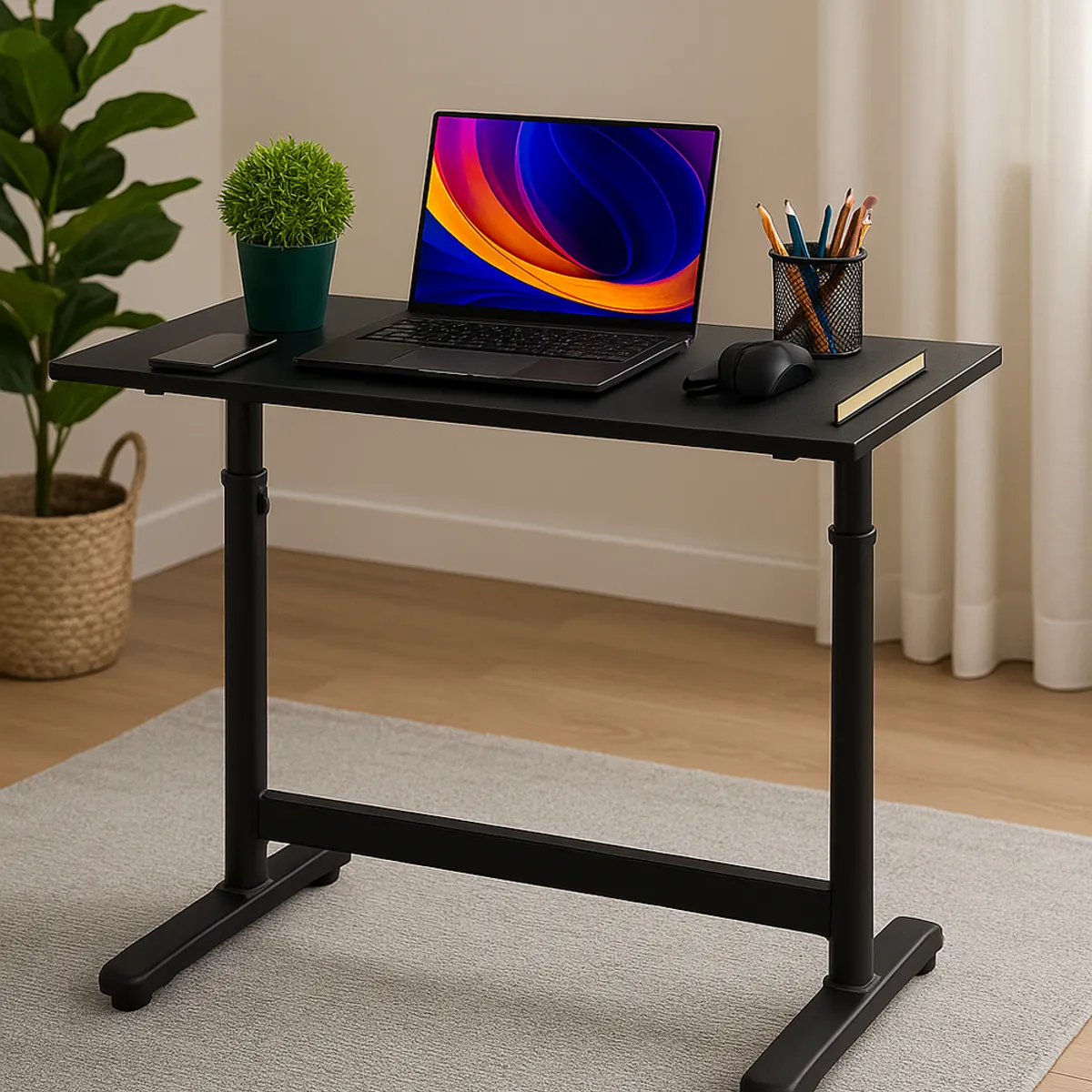 COSAS CASA - Escritorio Funcional Altura Ajustable 120x60x63-86cm Negro