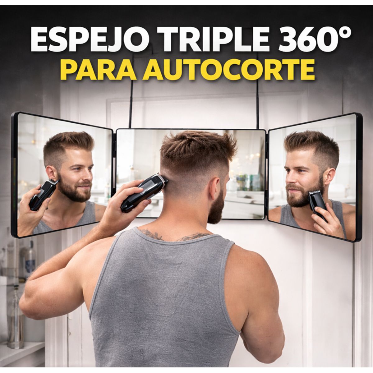 MOVI - Espejo Triple 360° para Autocorte