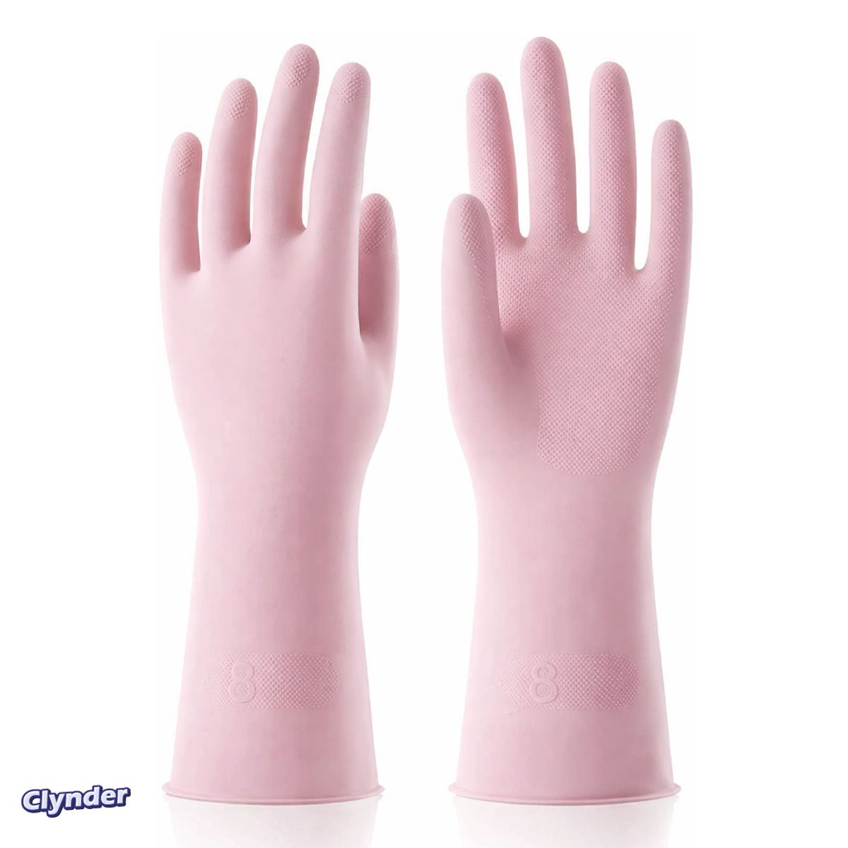 CLYNDER - Guantes de Cocina Latex Talla M8 Rosados Clynder Multiuso