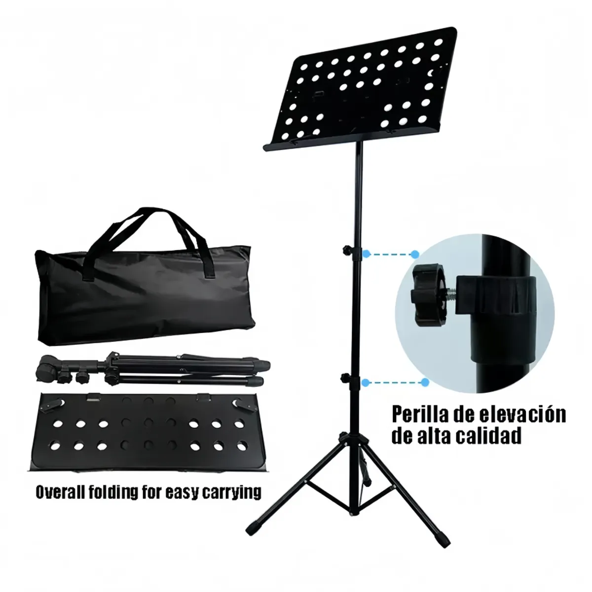 RIOVEO - Engrosada Atril Para Partituras Ajustable Plegable Con Bolsa